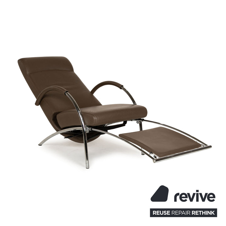 IP Design Curve Leather Relaxing Chair Brown Manual Function