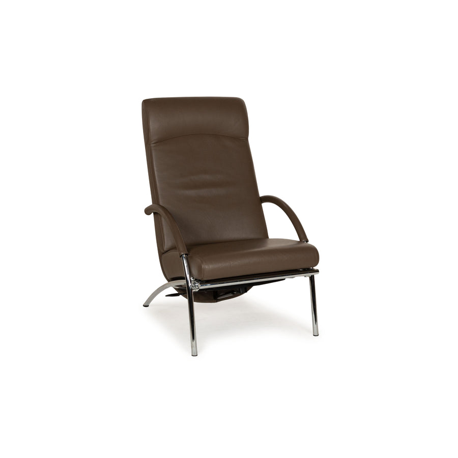 IP Design Curve Leather Relaxing Chair Brown Manual Function