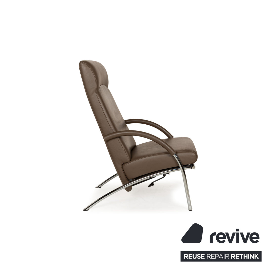 IP Design Curve Leather Relaxing Chair Brown Manual Function