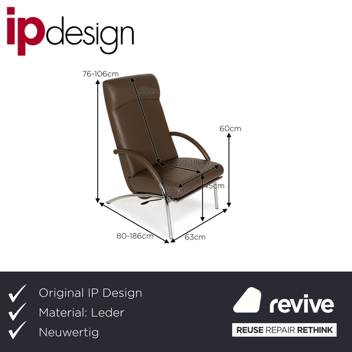 IP Design Curve Leather Relaxing Chair Brown Manual Function