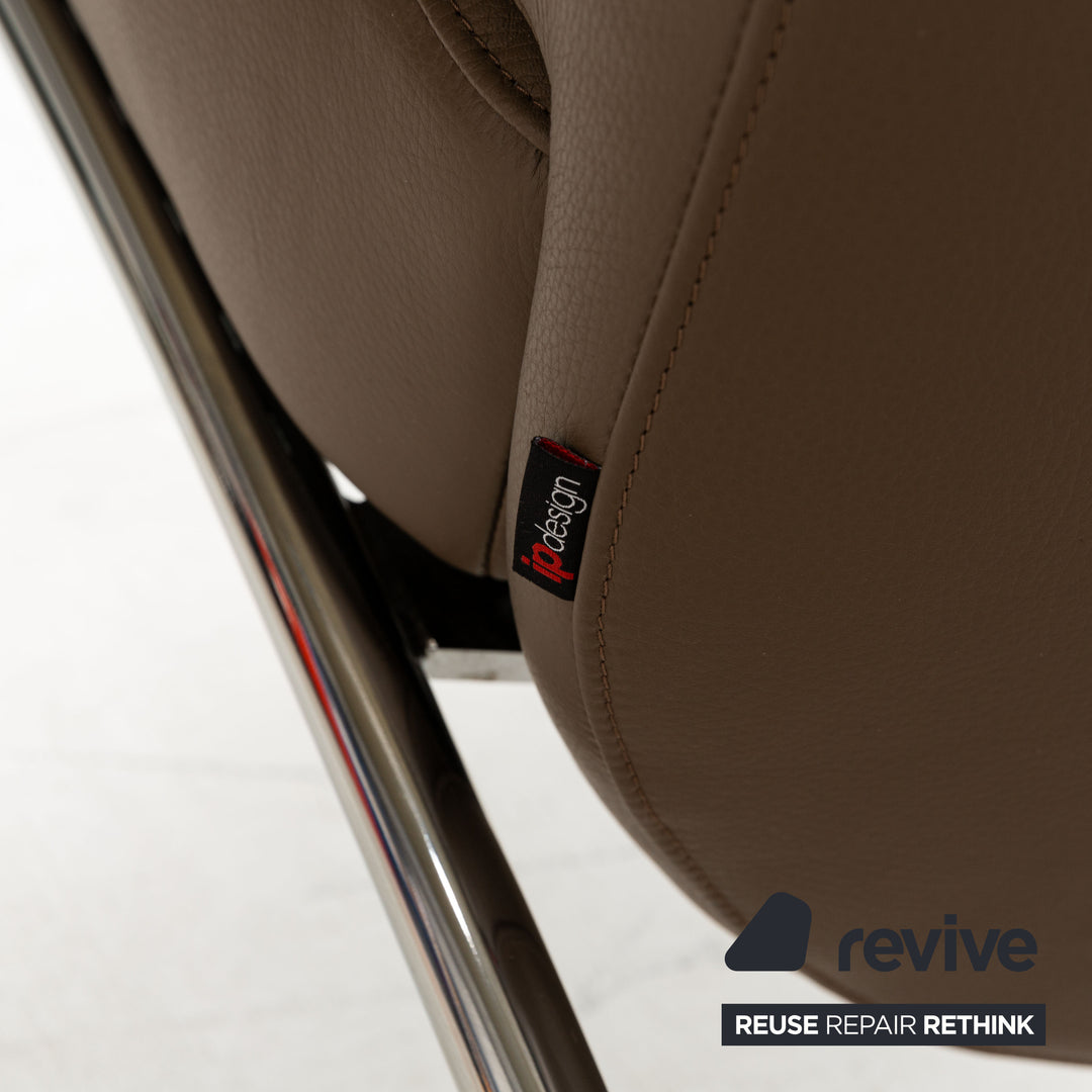 IP Design Curve Leather Relaxing Chair Brown Manual Function