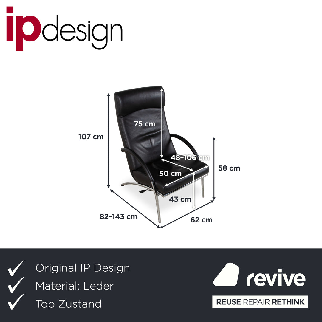 IP Design Curve Leder Sessel schwarz manuelle Funktion Relaxfunktion Design Prof. Stefan Heiliger