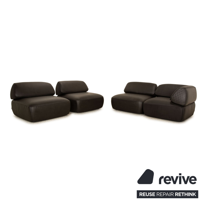 IP Design Fat Tony Fabric Microfiber Corner Sofa Anthracite Leather Look Variable Function Modular Couch New Cover