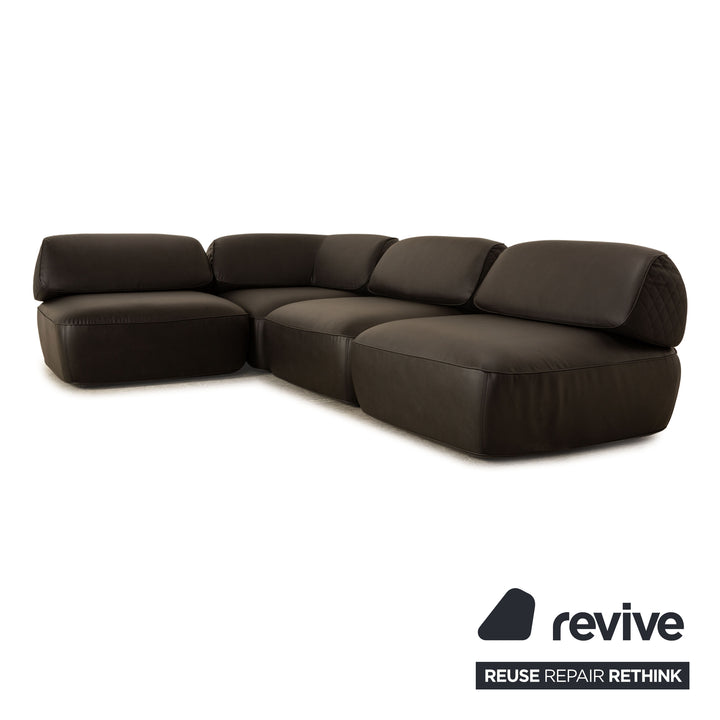 IP Design Fat Tony Fabric Microfiber Corner Sofa Anthracite Leather Look Variable Function Modular Couch New Cover