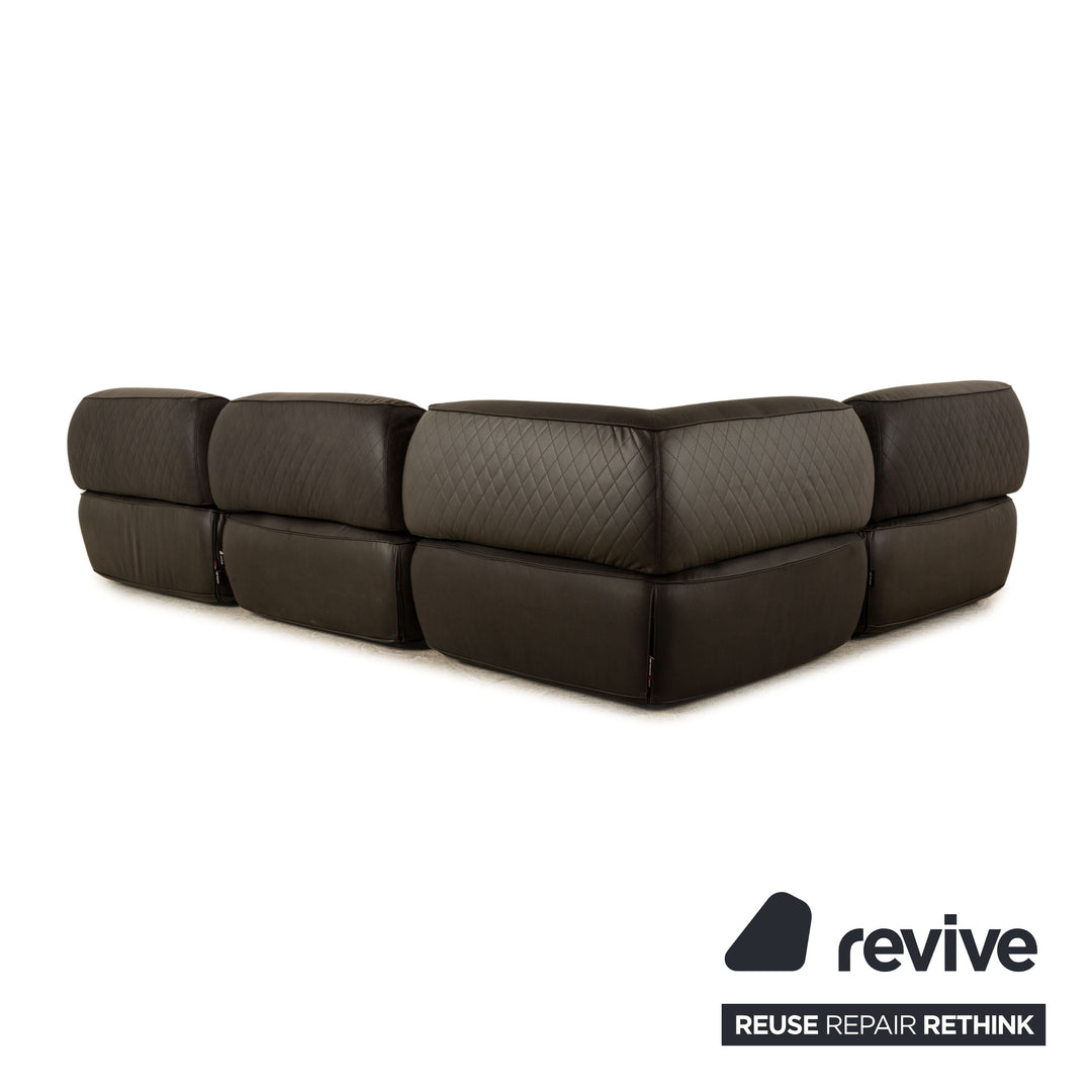 IP Design Fat Tony Fabric Microfiber Corner Sofa Anthracite Leather Look Variable Function Modular Couch New Cover