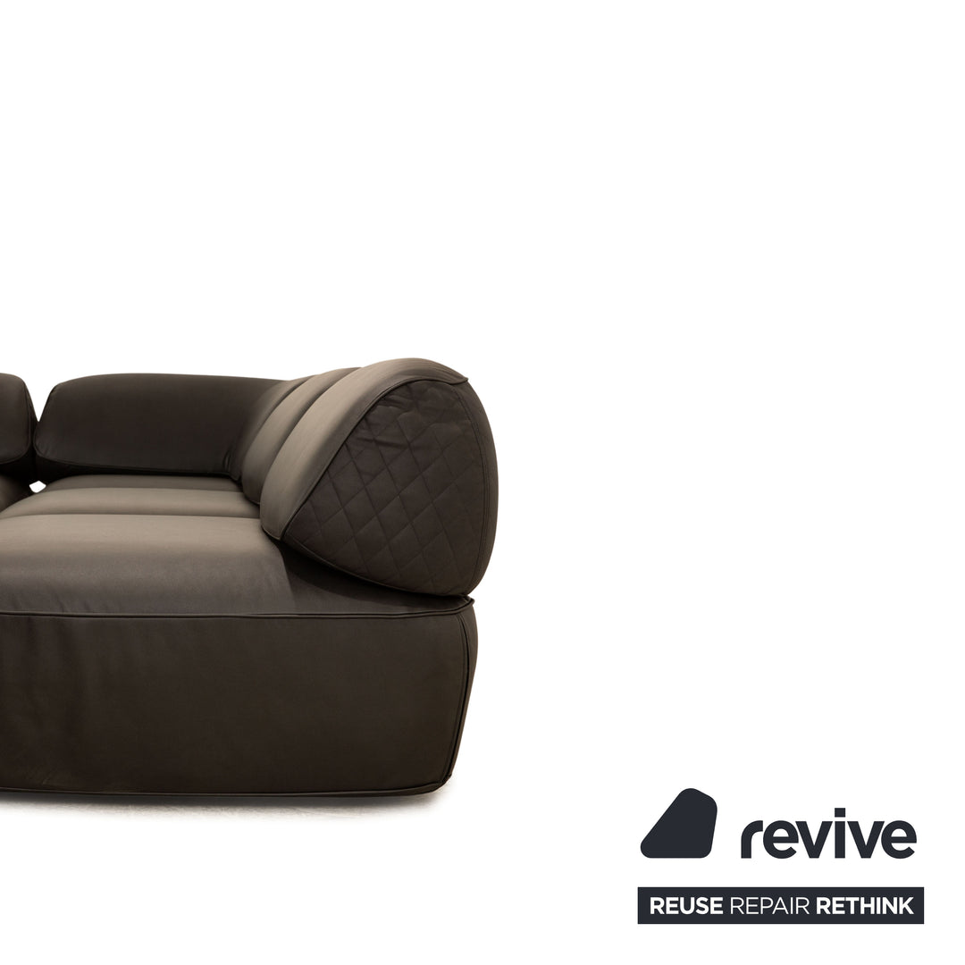 IP Design Fat Tony Fabric Microfiber Corner Sofa Anthracite Leather Look Variable Function Modular Couch New Cover