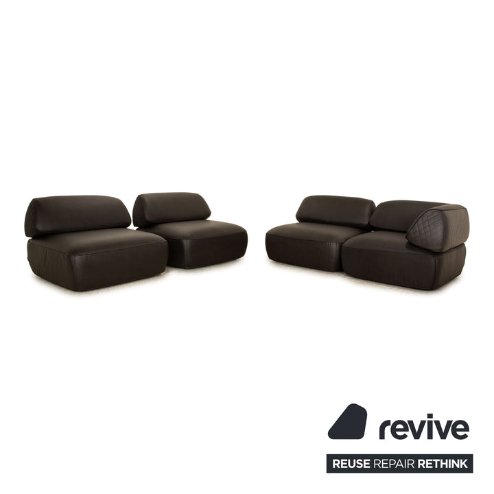 IP Design Fat Tony Fabric Microfiber Sofa Set Anthracite Leather Look Variable Function Modular Corner Sofa Stool New Cover