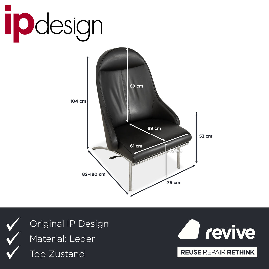 IP Design Rocky Leder Sessel Schwarz manuelle Funkion