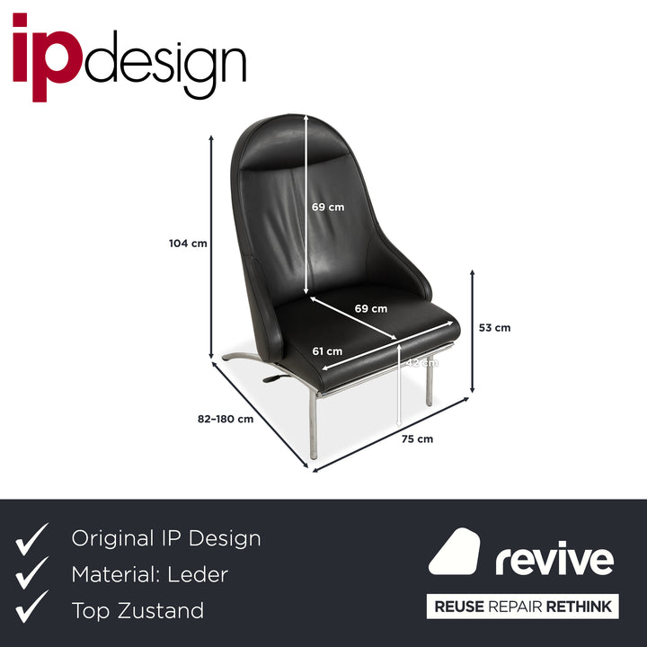 IP Design Rocky Leder Sessel Schwarz manuelle Funkion