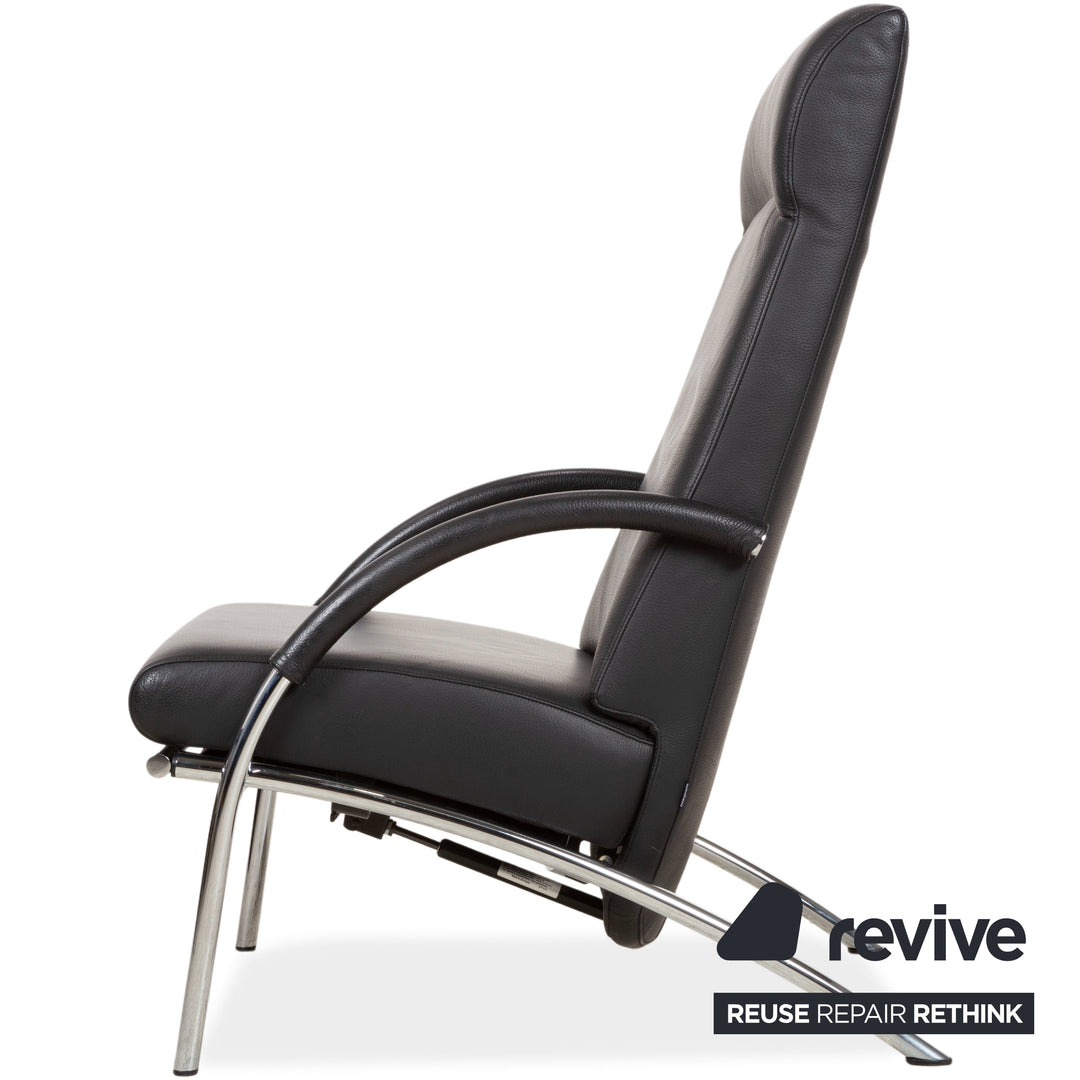 IP Design Rocky Leder Sessel Schwarz manuelle Funktion Fußstütze Relaxfunktion