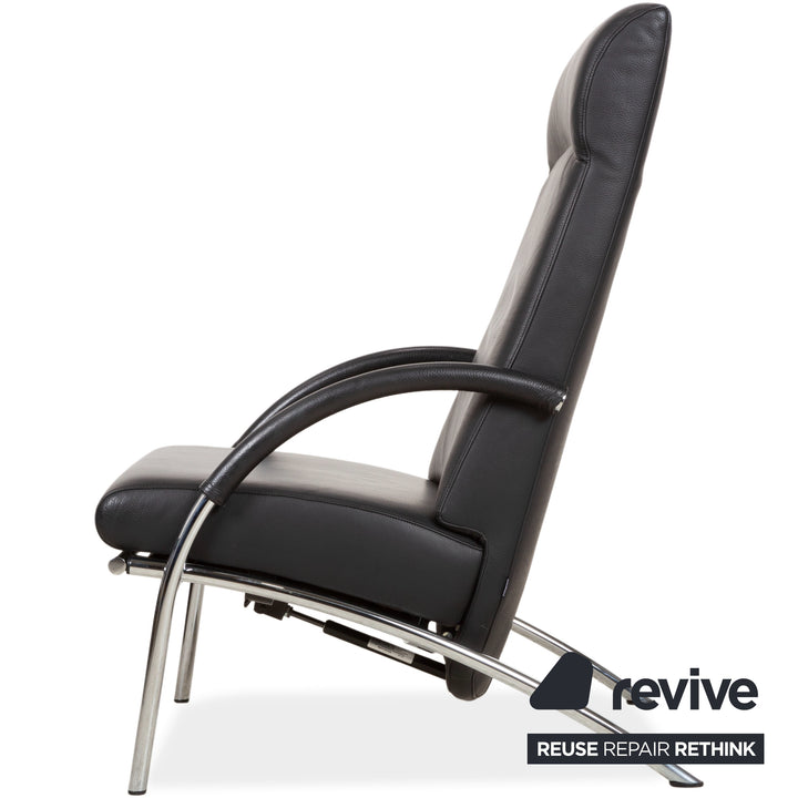 IP Design Rocky Leder Sessel Schwarz manuelle Funktion Fußstütze Relaxfunktion