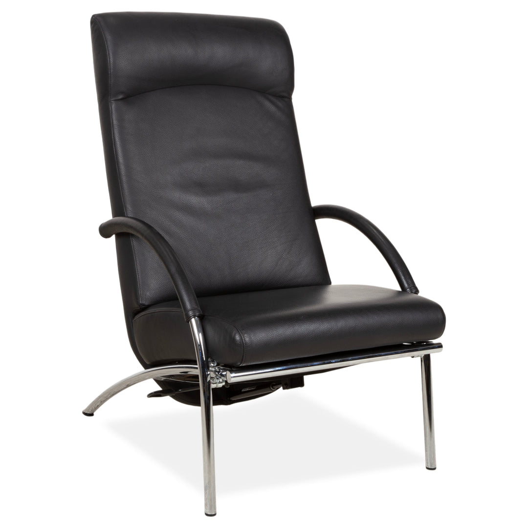 IP Design Rocky Leder Sessel Schwarz manuelle Funktion Fußstütze Relaxfunktion