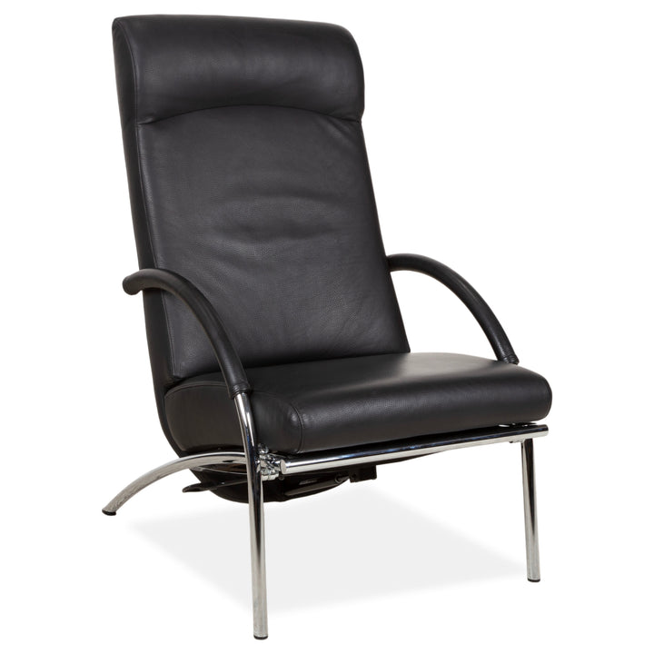 IP Design Rocky Leder Sessel Schwarz manuelle Funktion Fußstütze Relaxfunktion