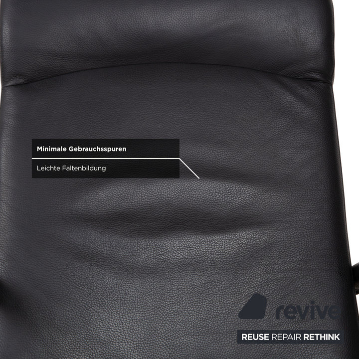 IP Design Rocky Leder Sessel Schwarz manuelle Funktion Fußstütze Relaxfunktion