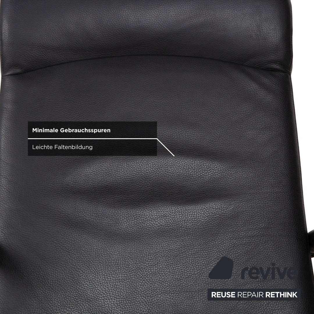 IP Design Rocky Leder Sessel Schwarz manuelle Funktion Fußstütze Relaxfunktion