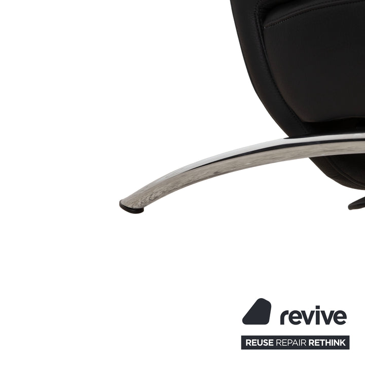 IP Design Rocky Leder Sessel Schwarz manuelle Funktion Fußstütze Relaxfunktion