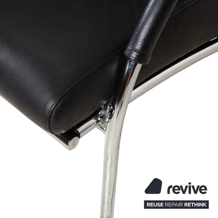 IP Design Rocky Leder Sessel Schwarz manuelle Funktion Fußstütze Relaxfunktion