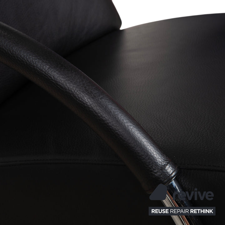 IP Design Rocky Leder Sessel Schwarz manuelle Funktion Fußstütze Relaxfunktion
