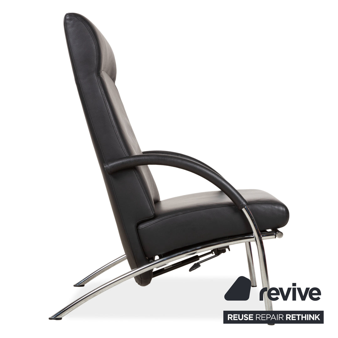 IP Design Rocky Leder Sessel Schwarz manuelle Funktion Fußstütze Relaxfunktion