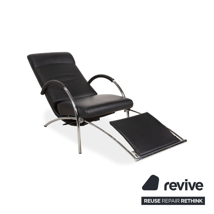 IP Design Rocky Leder Sessel Schwarz manuelle Funktion Fußstütze Relaxfunktion