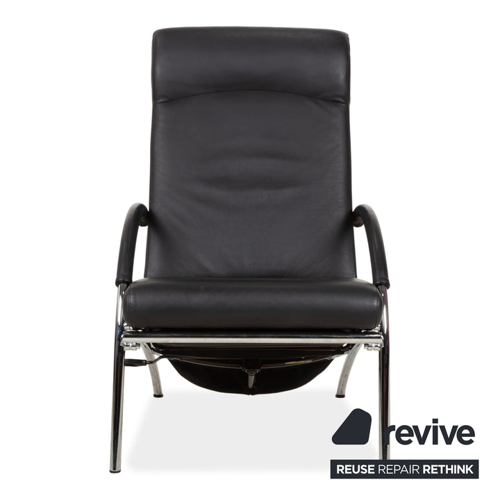 IP Design Rocky Leder Sessel Schwarz manuelle Funktion Fußstütze Relaxfunktion