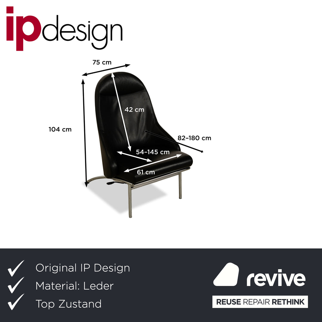 IP Design Rocky Leather Armchair Black manual function Relax function Footrest