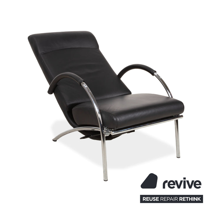 IP Design Rocky Leder Sessel Schwarz manuelle Funktion Fußstütze Relaxfunktion
