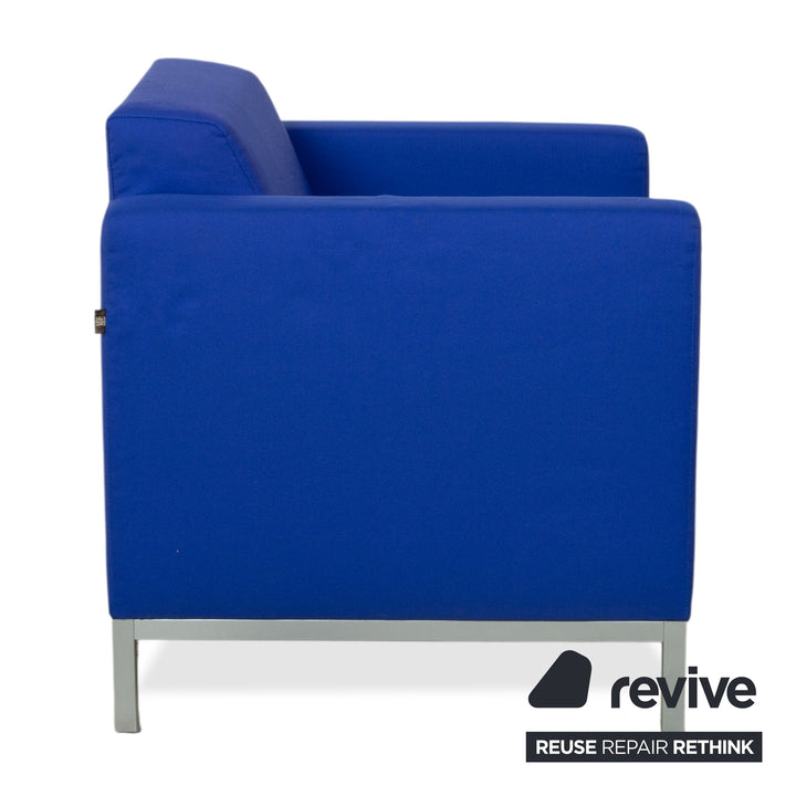 Italia 2x Stoff Sessel Blau