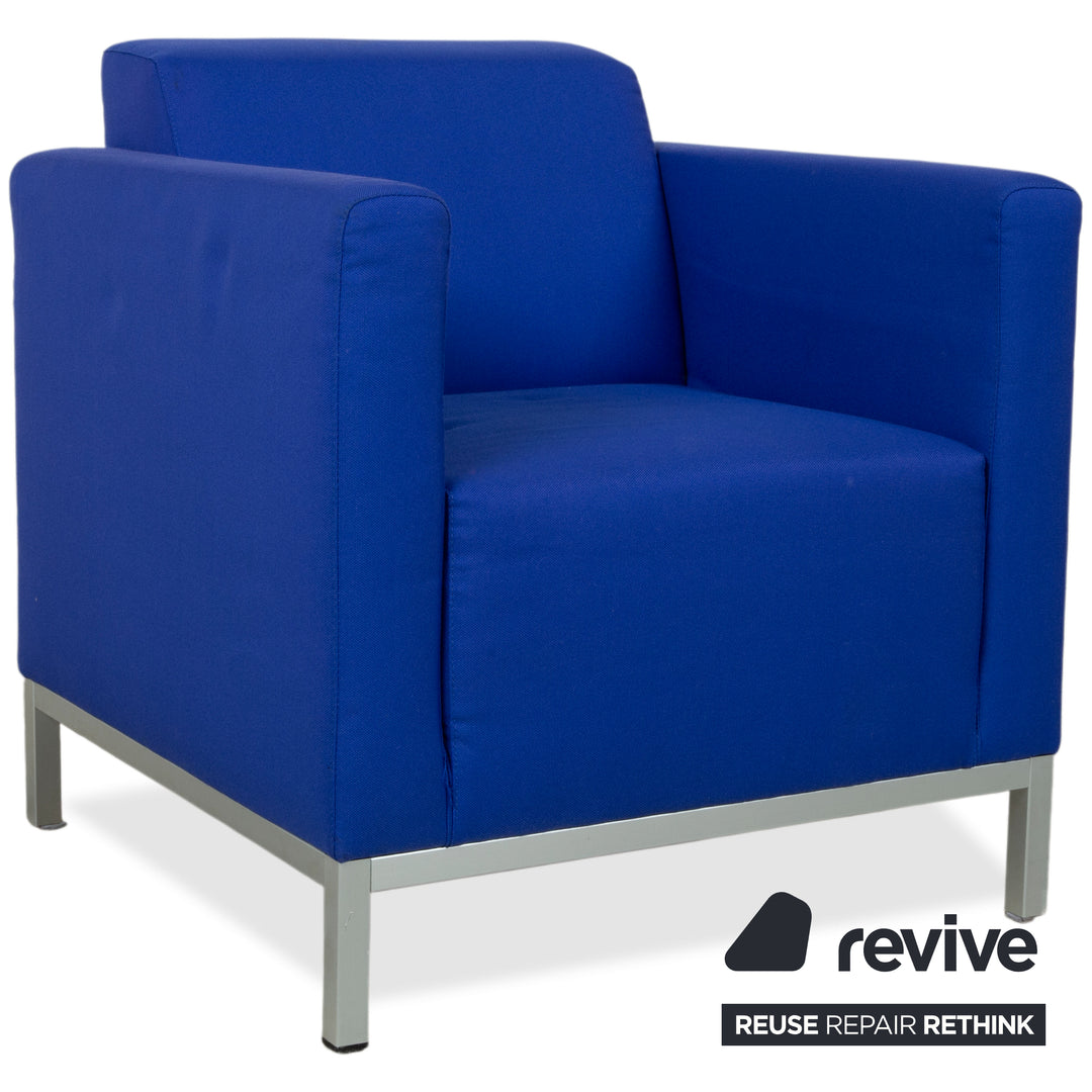 Italia 2x Stoff Sessel Blau