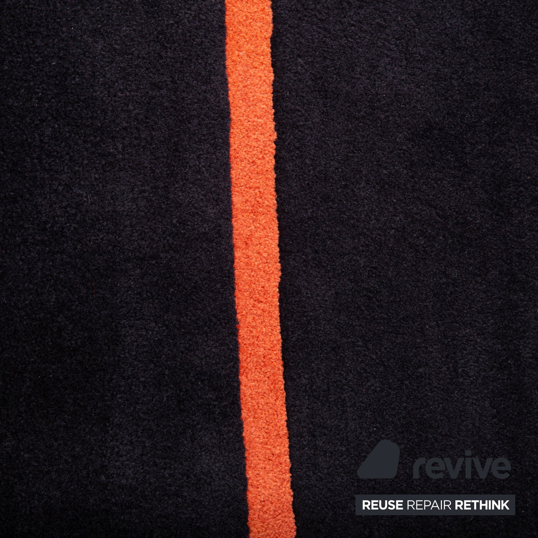 JAB Anstoetz Frame Wolle Schrurwolle Teppich Schwarz Orange 200 x 200 cm