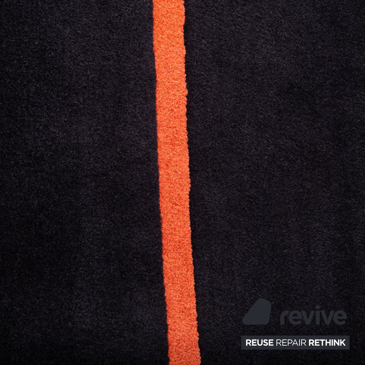 JAB Anstoetz Frame Wolle Schrurwolle Teppich Schwarz Orange 200 x 200 cm