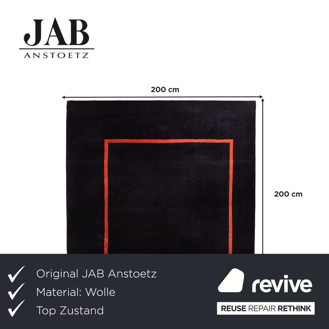 JAB Anstoetz Frame Wolle Schrurwolle Teppich Schwarz Orange 200 x 200 cm