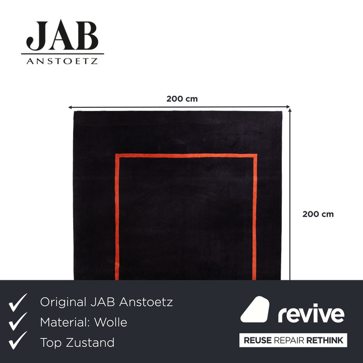 JAB Anstoetz Frame Wolle Schrurwolle Teppich Schwarz Orange 200 x 200 cm