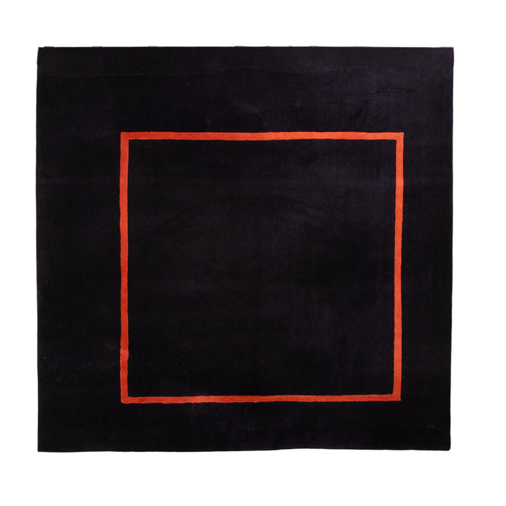 JAB Anstoetz Frame Wolle Schrurwolle Teppich Schwarz Orange 200 x 200 cm