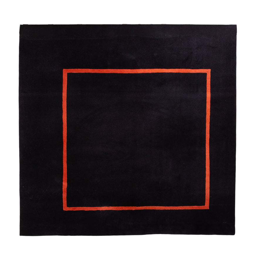 JAB Anstoetz Frame Wolle Schrurwolle Teppich Schwarz Orange 200 x 200 cm
