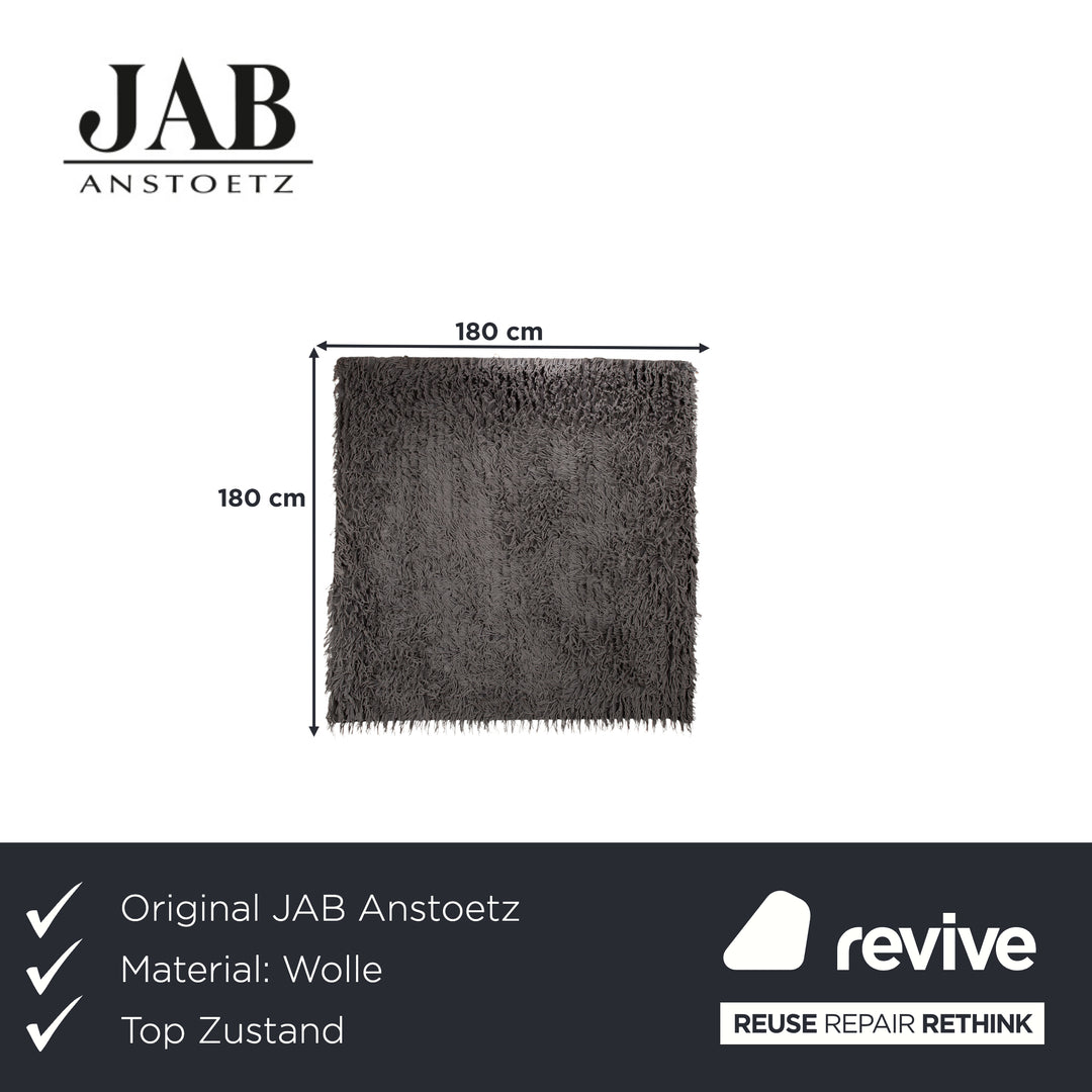 JAB Anstötz Lana Woll Teppich Grau 180 x 180 cm