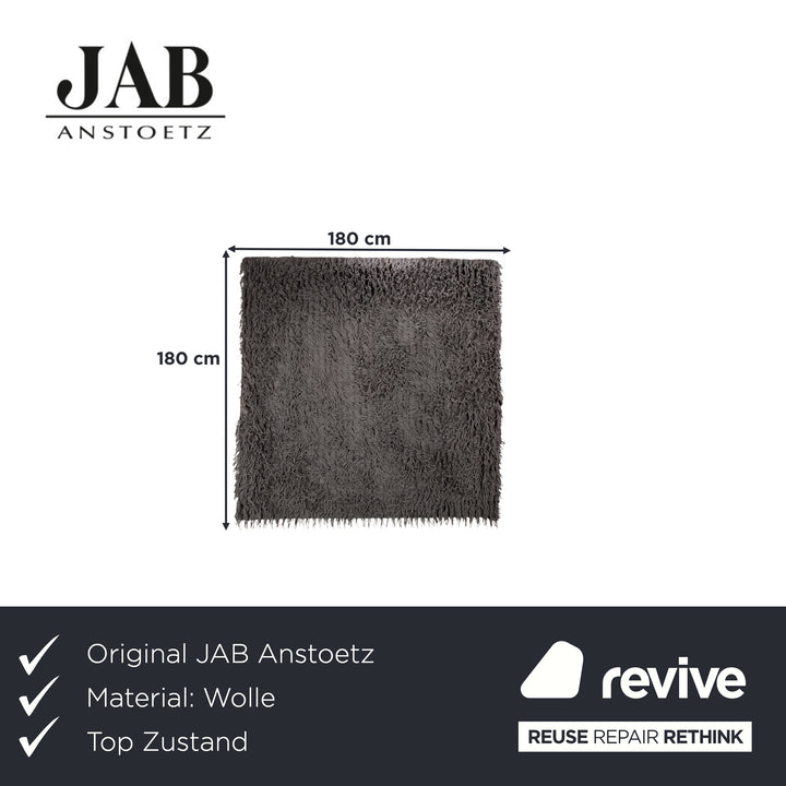 JAB Anstötz Lana Woll Teppich Grau 180 x 180 cm