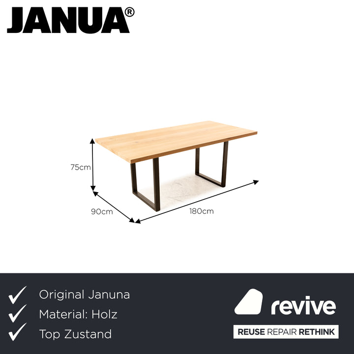 Janua wooden dining table brown oak 180 x 90 cm