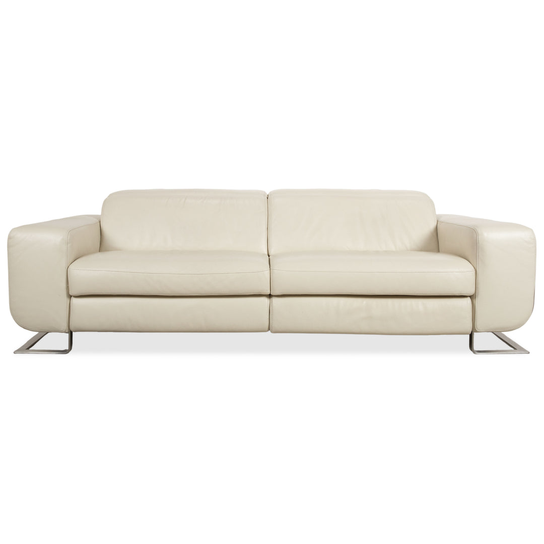Joop 007 Leder Dreisitzer Creme Sofa Couch Metallfüße Relaxposition elektrische Funktion