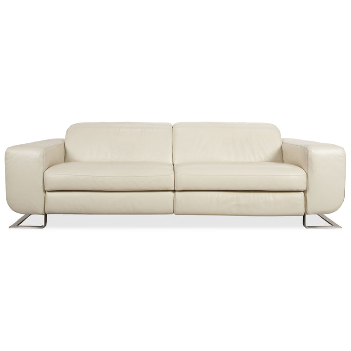 Joop 007 Leder Dreisitzer Creme Sofa Couch Metallfüße Relaxposition elektrische Funktion