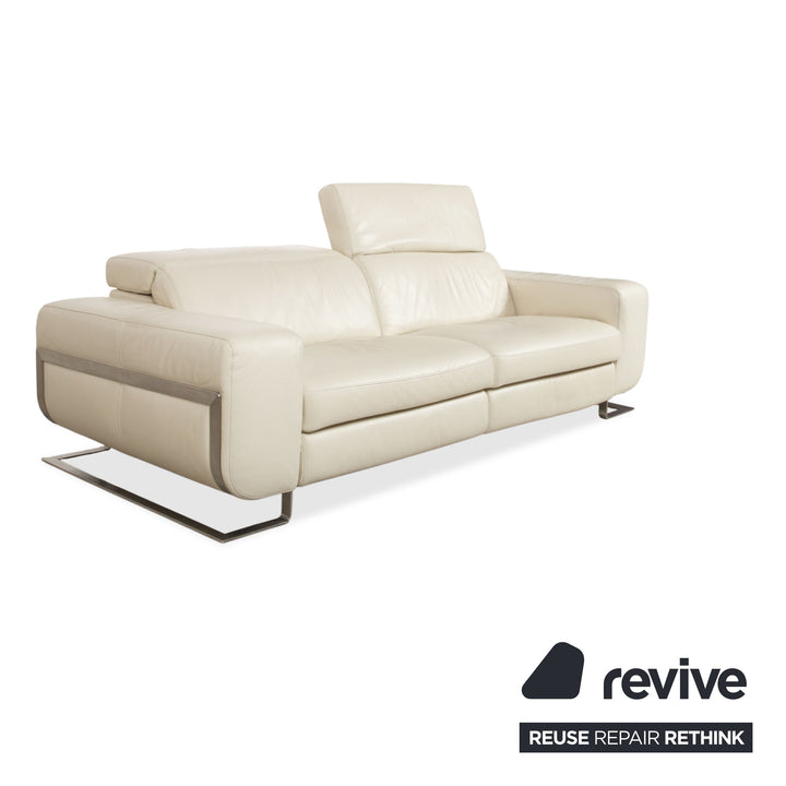 Joop 007 Leder Dreisitzer Creme Sofa Couch Metallfüße Relaxposition elektrische Funktion