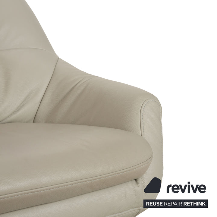 Joop! 007 Leather Three-Seater Gray Beige Cream Sofa Couch