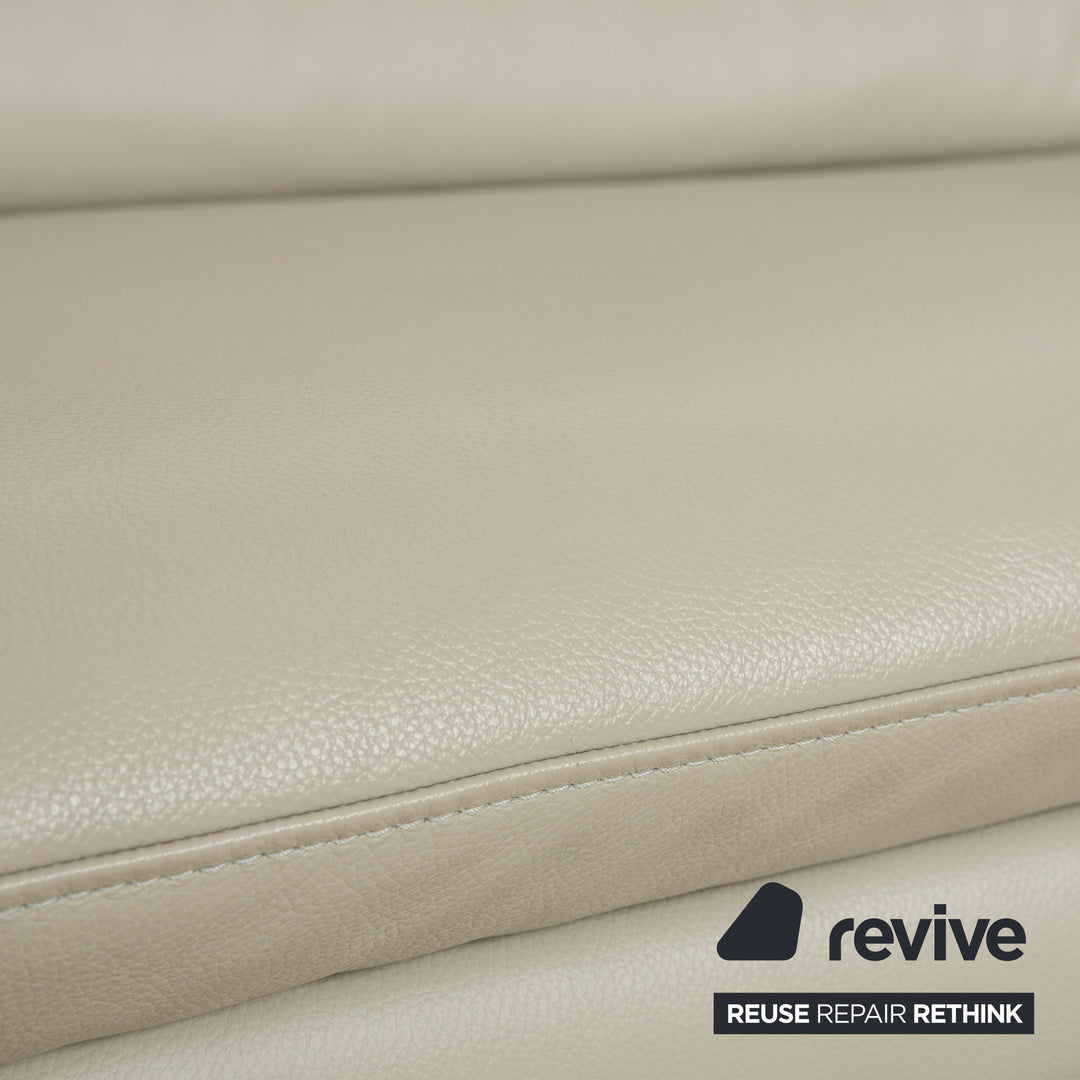 Joop! 007 Leather Three-Seater Gray Beige Cream Sofa Couch