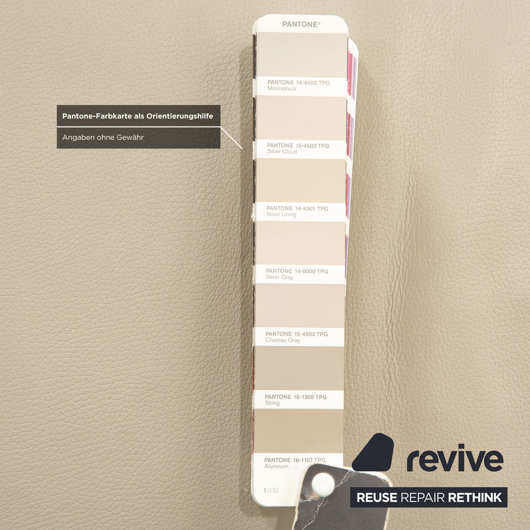 Joop! 007 Leather Three-Seater Gray Beige Cream Sofa Couch