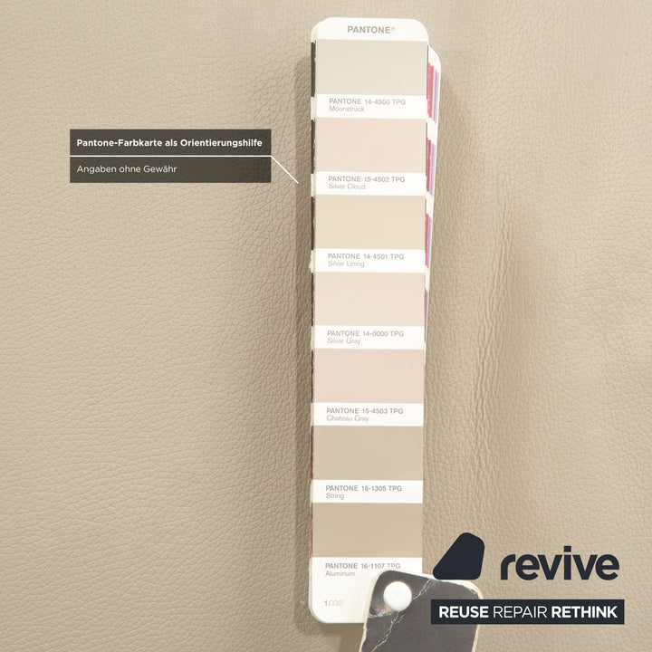 Joop! 007 Leather Three-Seater Gray Beige Cream Sofa Couch