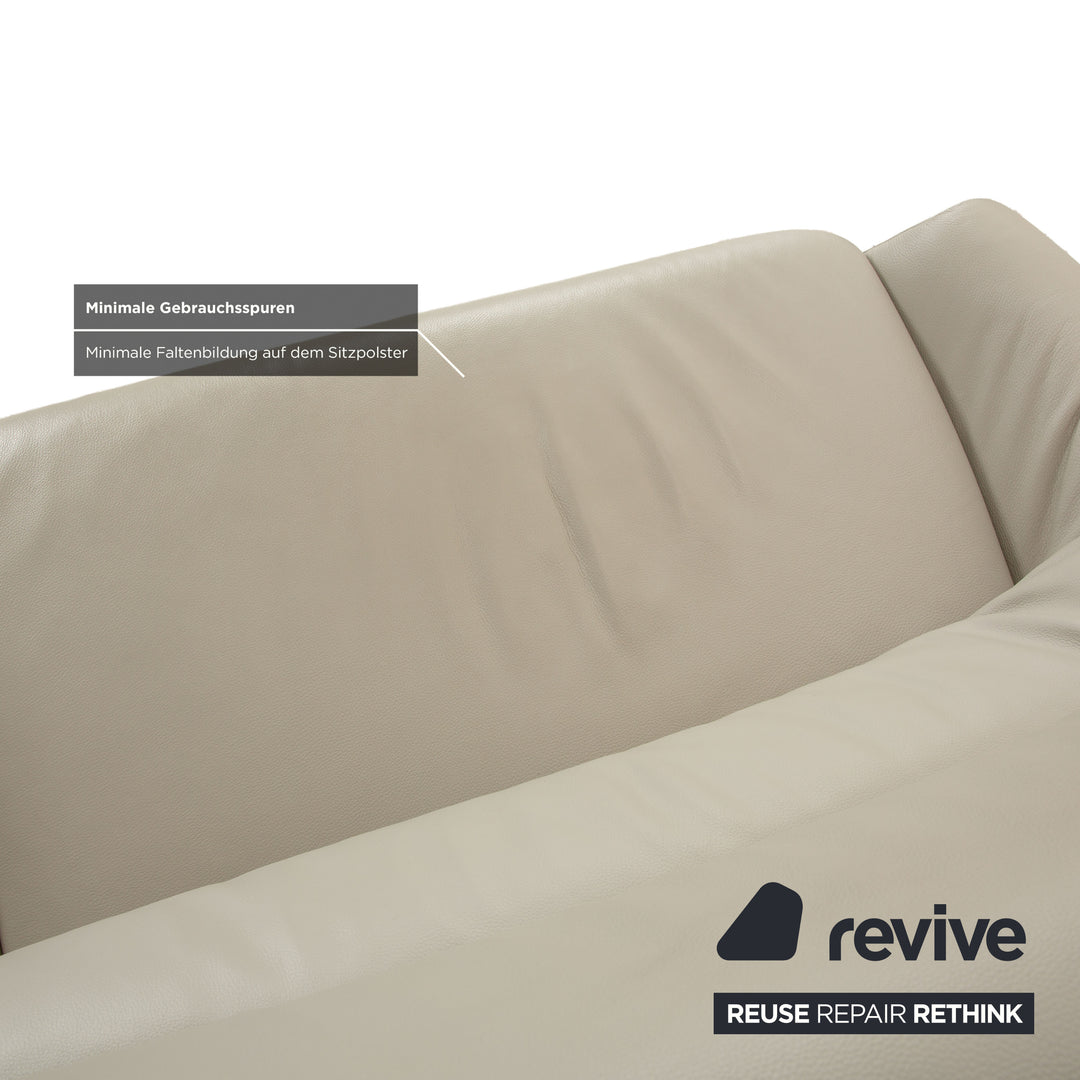 Joop! 007 Leather Three-Seater Gray Beige Cream Sofa Couch