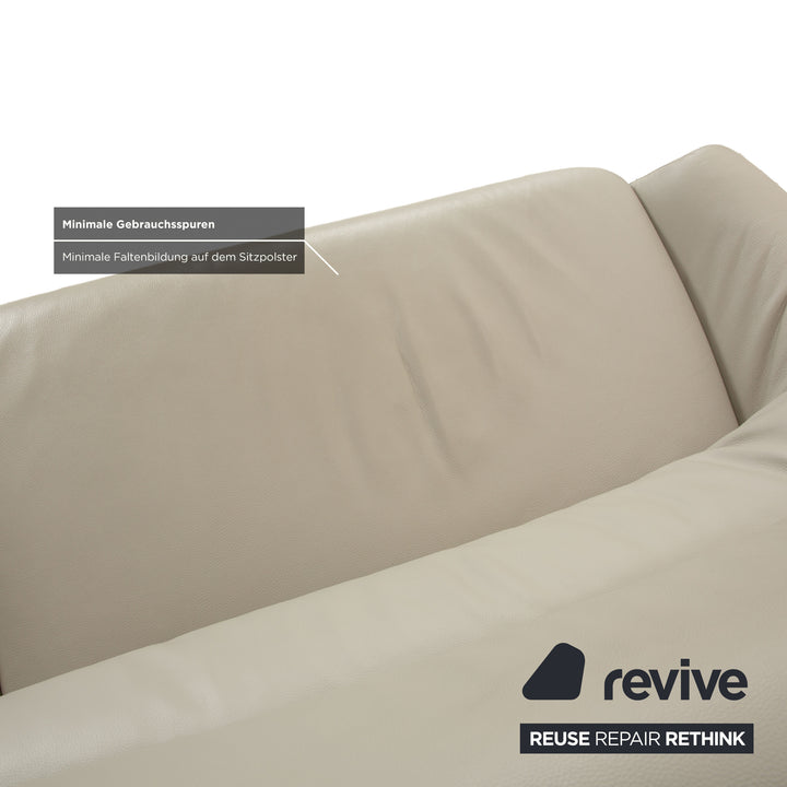 Canapé trois places en cuir Joop! 007 gris beige crème