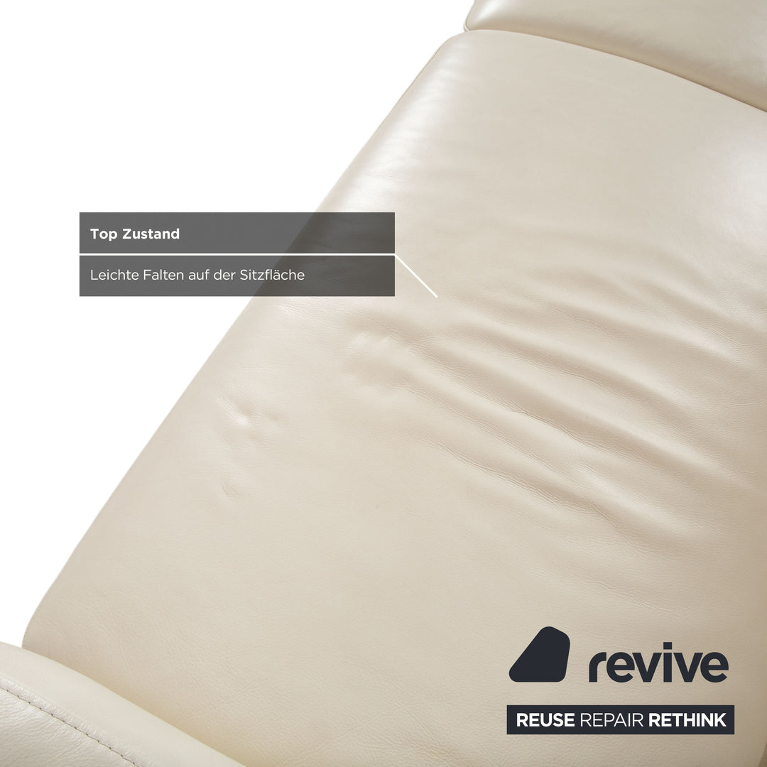 Joop 007 Leder Garnitur Dreisitzer & Zweisitzer Creme Sofa Couch Metallfüße Relaxposition elektrische/manuelle Funktion