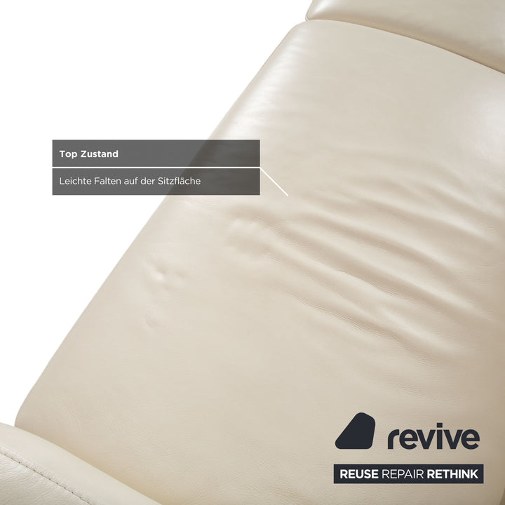 Joop 007 Leder Garnitur Dreisitzer & Zweisitzer Creme Sofa Couch Metallfüße Relaxposition elektrische/manuelle Funktion