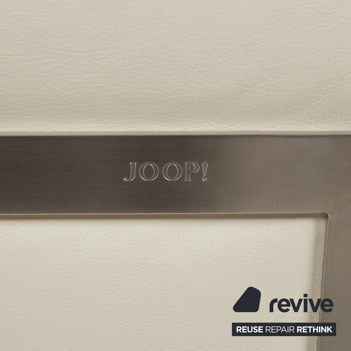Joop 007 Leder Garnitur Dreisitzer & Zweisitzer Creme Sofa Couch Metallfüße Relaxposition elektrische/manuelle Funktion
